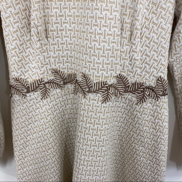 Iren Klairie | Ivory + Gold Appliqué Leaf Dress - Picture 6 of 10